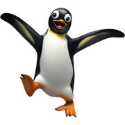 Penguin hopping in paint sticker