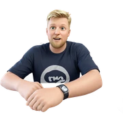 blonde boy with beard indoors sticker