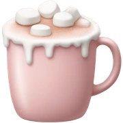 Light Pink mug of hot chocolate with marshmallows  sticker