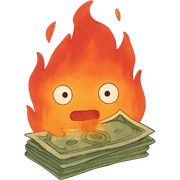 ghibli style money fire sticker