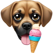 Dog puggle breed black in colour eating ice cream sticker