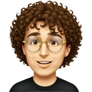 male, round gold glasses, black tshirt, curly hair sticker