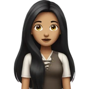 girl with long black hair sticker