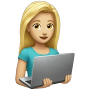blond girl with laptop sticker