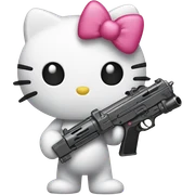 hello kitty with a gun  sticker
