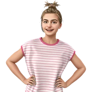 smiling girl in striped shirt sticker