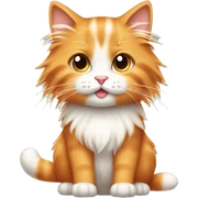 Cute emoji long haired orange and white kitty  sticker
