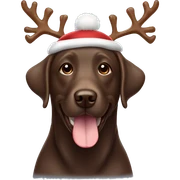 happy chocolate labrador with reindeer hat sticker