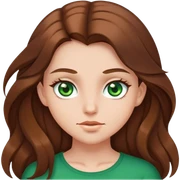 Girl with brown long hair, middle hair part, green eyes sticker