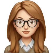 woman with long light brown hair, with glasses sticker