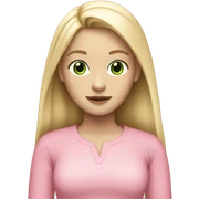 blonde pale girl with straight hair wearing pink green eyes sticker
