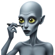 Grey alien doing makeup  sticker