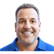 smiling man in blue shirt sticker