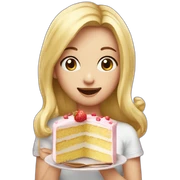 Yummy cake blond girl eating sticker