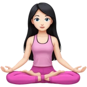 black haired Asian girl super long hair blue eyes yoga with pink clothes sticker