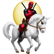 deadpool on unicorn sticker