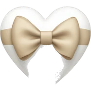 White heart with beige bow sticker