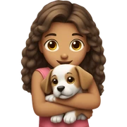 Cute girl hugs a puppy  sticker
