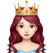 Beautiful long burgundy haired girl wearing a princess crown sticker