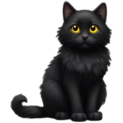 black fluffy cat yellow eyes sticker