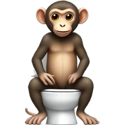 Monkey sitting on a toilet with a naked mole rat sticker
