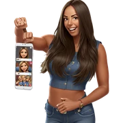 smiling girl in denim outfit sticker
