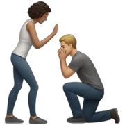 Man kneeling in front of woman sticker