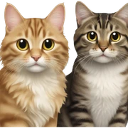 A tabby cat kitten, short haired next to a long-haired tabby cat sticker