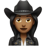 a cowgirl with black straight hair sticker