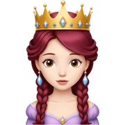 Beautiful long burgundy haired girl wearing a princess crown sticker