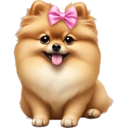 Pomeranian wearing a pink bow on head sticker