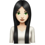 pretty girl with long black hair, green eyes, pale skin  sticker