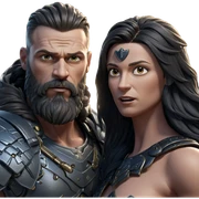 armor-clad couple in focus sticker