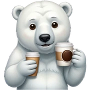 polar bear holding a coffee sticker