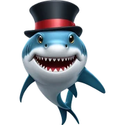 Shark with a top hat sticker