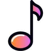 single musical note on white circle sticker