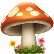 mushroom with flowers growing around it sticker