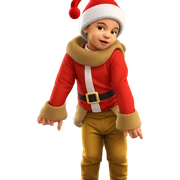 boy in santa hat seated sticker