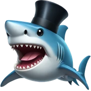 Shark with a top hat sticker