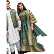 happy couple in stylish outfits sticker