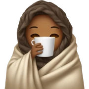 girl inside a blanket sipping coffee eyes closed sticker