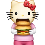 Hello kitty eating a burger  sticker