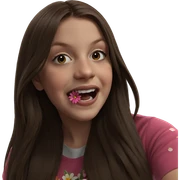 brown haired girl with flowers sticker