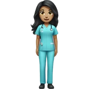  1 Nurse ,white skin ,woman, long black hair with brown highlights,pink scrubs  sticker