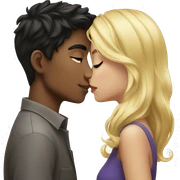 Smart black hair boy kissing blonde beautiful girl sticker