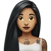 Girl with long black hair and neck tattoo sticker