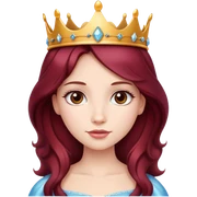 Beautiful long burgundy haired girl wearing a princess crown sticker