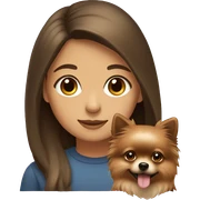 Girl with brown hair and write Pomeranian  sticker