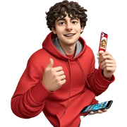smiling boy in red hoodie sticker