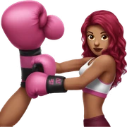 Beautiful tattooed  burgundy long haired woman boxing with pink gloves sticker